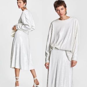 ZARA white sequin set (top+skirt)